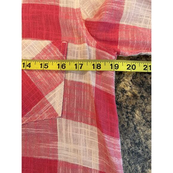 Cloth and Stone x Anthropologie Pink White Check Linen Blend Shirt Small - Picture 7 of 8